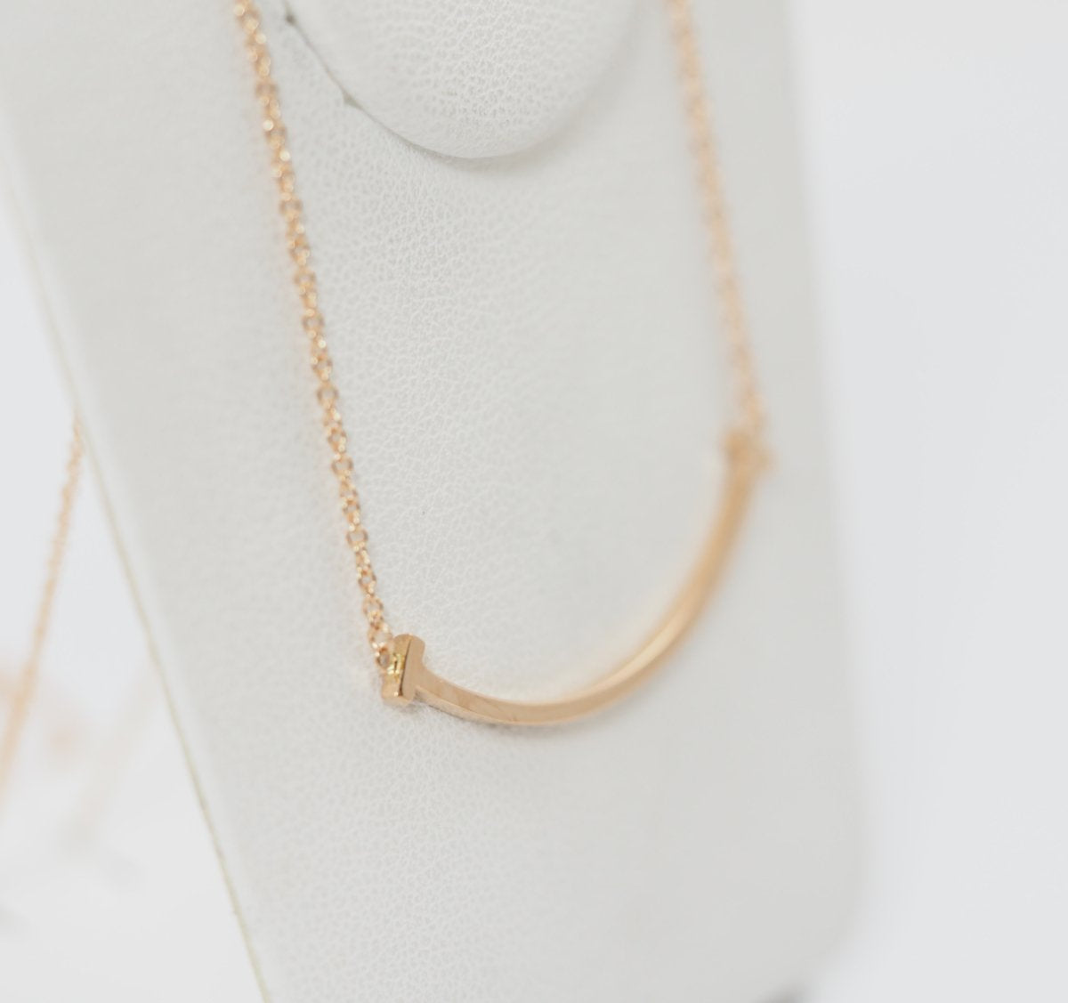 Tiffany & Co. Tiffany T Smile Small Pendant 750K18 Pink Gold Necklace with Case