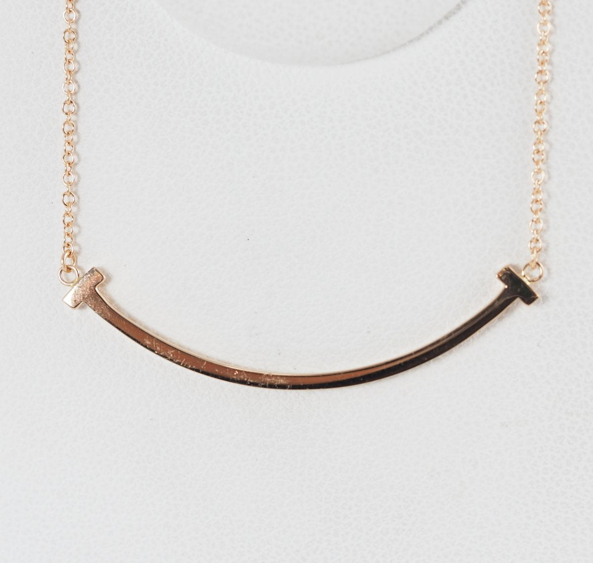 Tiffany & Co. Tiffany T Smile Small Pendant 750K18 Pink Gold Necklace with Case