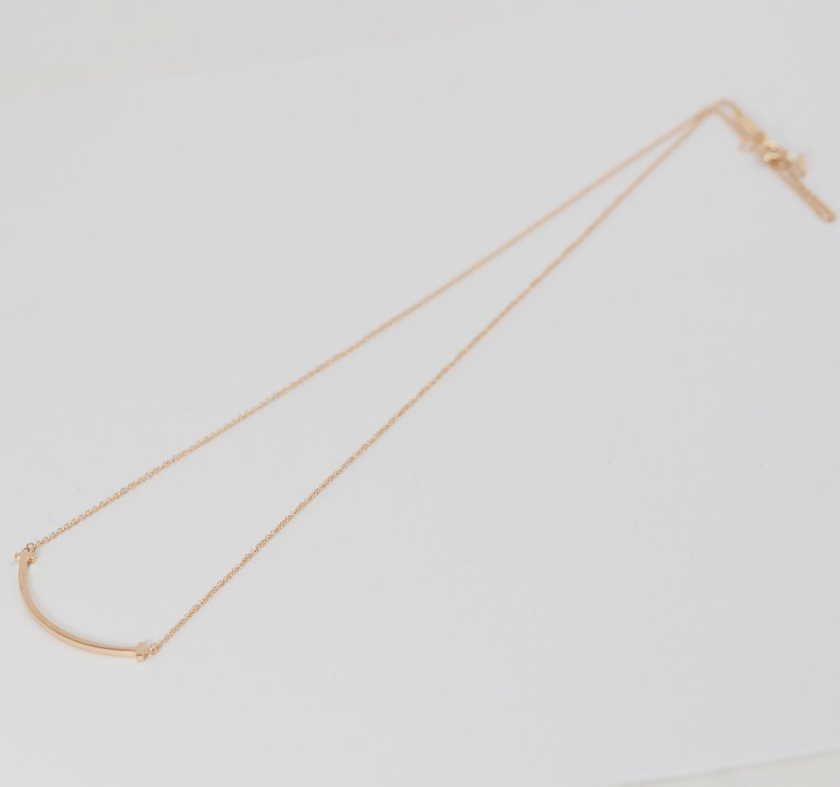Tiffany & Co. Tiffany T Smile Small Pendant 750K18 Pink Gold Necklace with Case