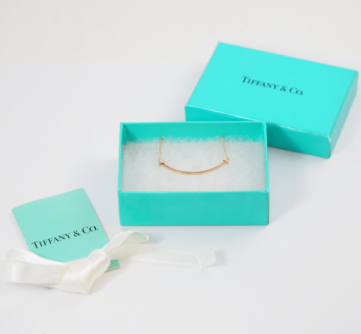 Tiffany & Co. Tiffany T Smile Small Pendant 750K18 Pink Gold Necklace with Case