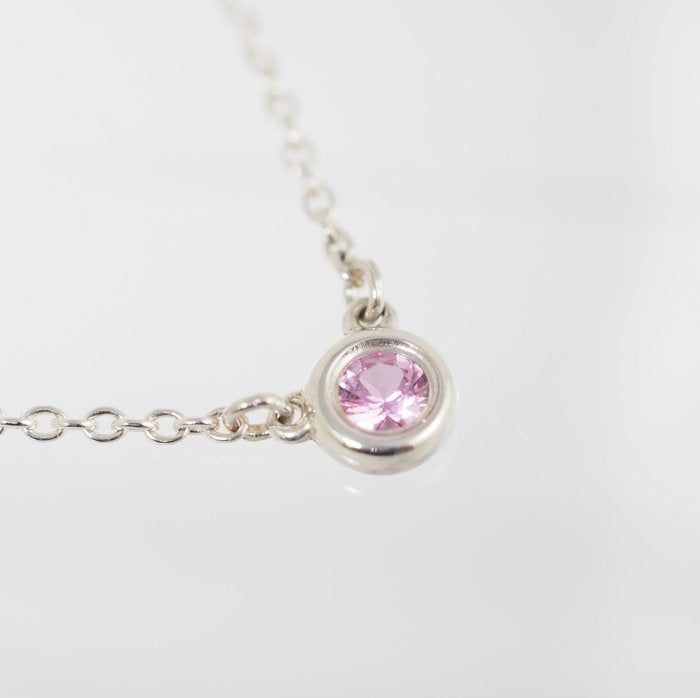 Tiffany & Co. Tiffany Color Vis the Yard Pendant Pink Sapphire 925 Silver Necklace with Case