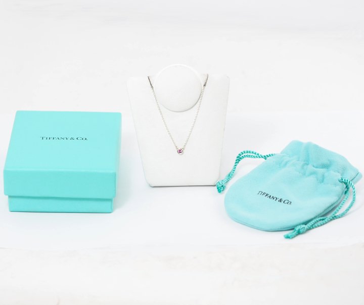 Tiffany & Co. Tiffany Color Vis the Yard Pendant Pink Sapphire 925 Silver Necklace with Case