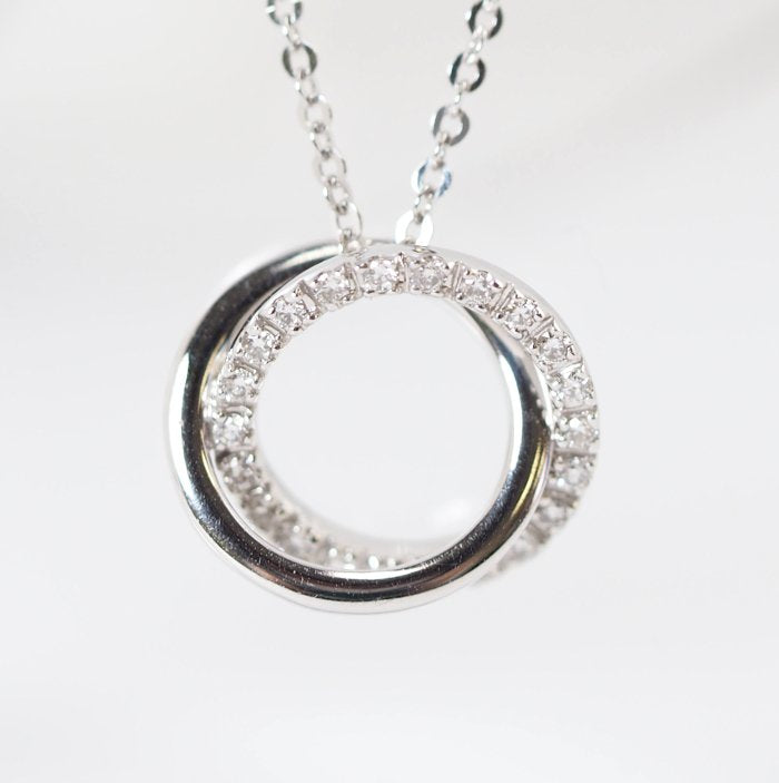 VENDOME AOYAMA Vendome Aoyama K18 white gold diamond double circle necklace with case