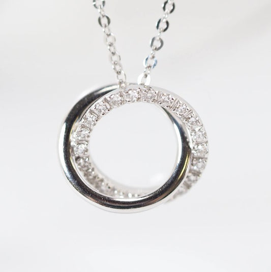 VENDOME AOYAMA Vendome Aoyama K18 white gold diamond double circle necklace with case