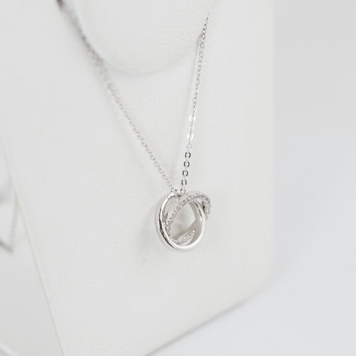 VENDOME AOYAMA Vendome Aoyama K18 white gold diamond double circle necklace with case