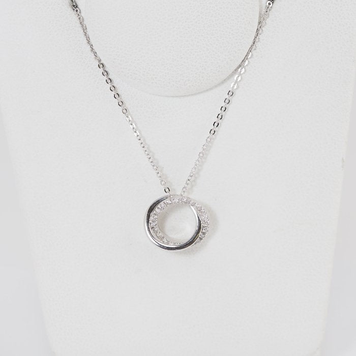 VENDOME AOYAMA Vendome Aoyama K18 white gold diamond double circle necklace with case