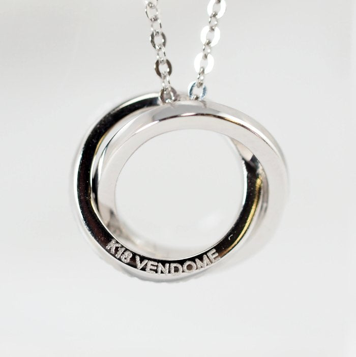 VENDOME AOYAMA Vendome Aoyama K18 white gold diamond double circle necklace with case