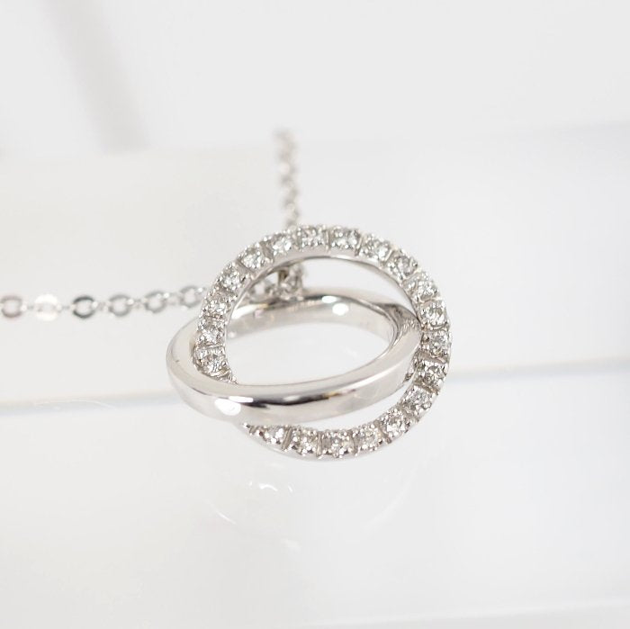 VENDOME AOYAMA Vendome Aoyama K18 white gold diamond double circle necklace with case
