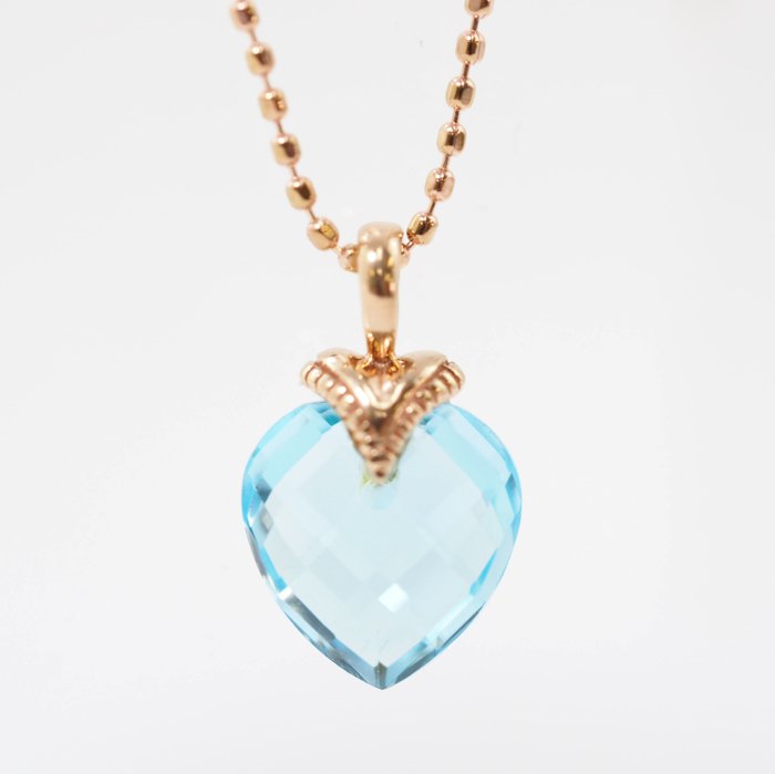 agete Agate K10 Pink Gold Key Charm Diamond 0.01ct Heart Motif Colored Stone Necklace