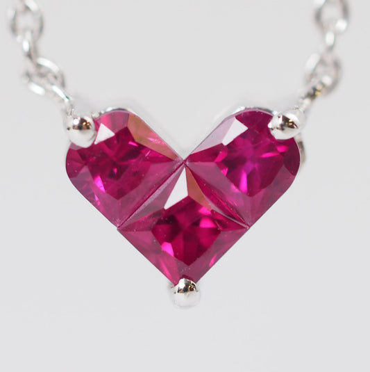 STAR JEWELRY Mystery Heart Ruby 0.25ct K18 White Gold Necklace