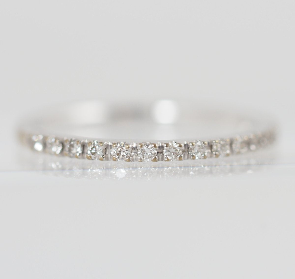 STAR JEWELRY Star Jewelry K18WG Diamond 0.08ct Half Eternity Pinky Ring No. 3 Regular Warranty Included