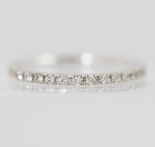 STAR JEWELRY Star Jewelry K18WG Diamond 0.08ct Half Eternity Pinky Ring No. 3 Regular Warranty Included