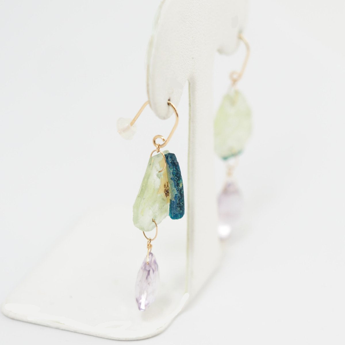 agete Agate K10 Yellow Gold Colored Stone Purple Hook Earrings