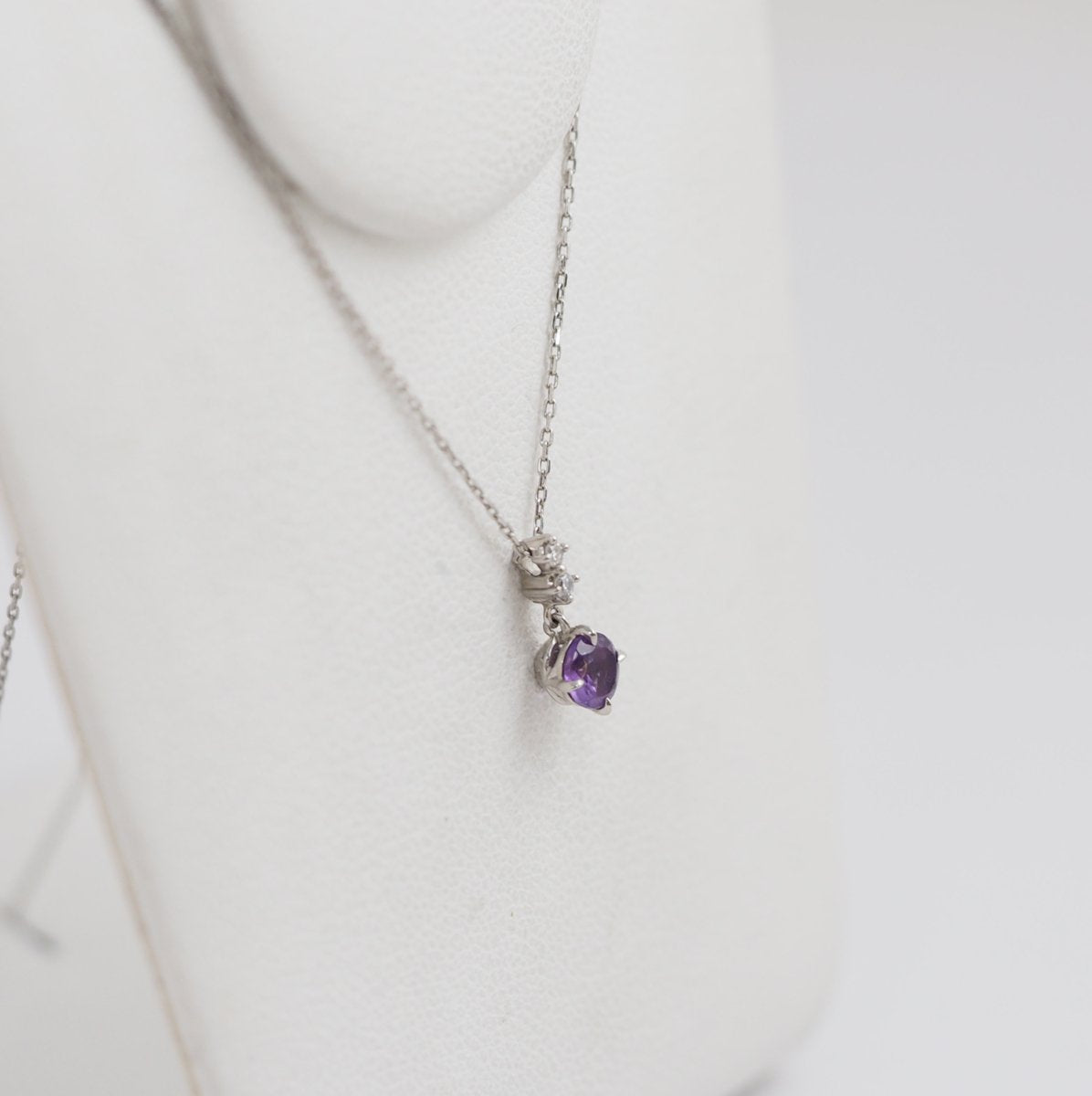 STARJEWELRY Star Jewelry Pt950 Amethyst Diamond 0.02ct CROSSING STAR SETTING Necklace with case