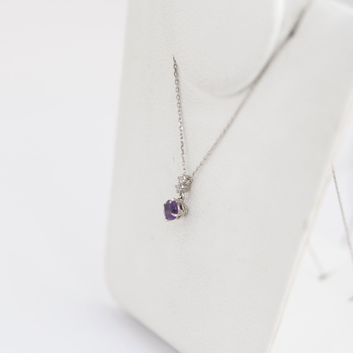 STARJEWELRY Star Jewelry Pt950 Amethyst Diamond 0.02ct CROSSING STAR SETTING Necklace with case