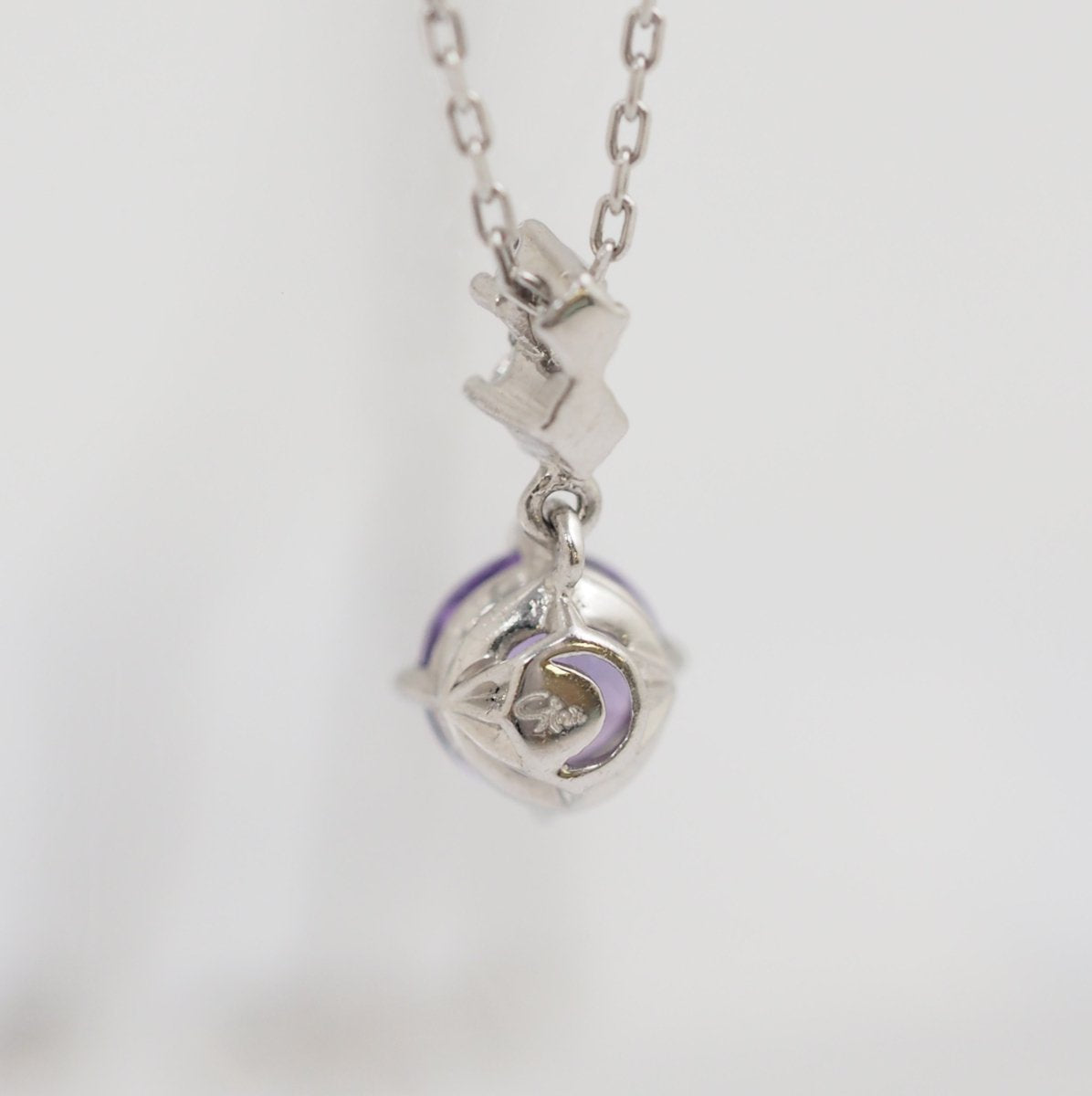 STARJEWELRY Star Jewelry Pt950 Amethyst Diamond 0.02ct CROSSING STAR SETTING Necklace with case