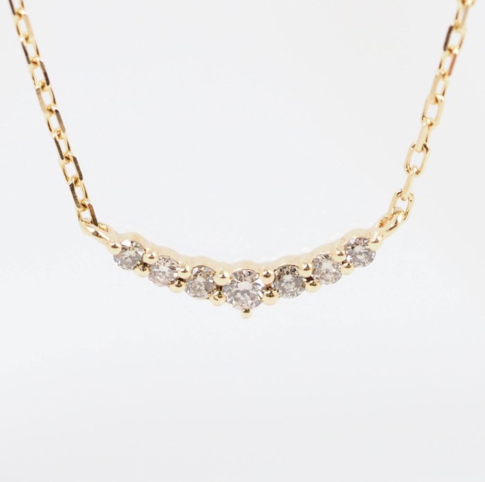 agete Agate Diamond 0.05ct K10 Yellow Gold Necklace