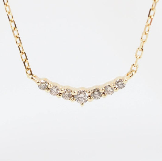 agete Agate Diamond 0.05ct K10 Yellow Gold Necklace
