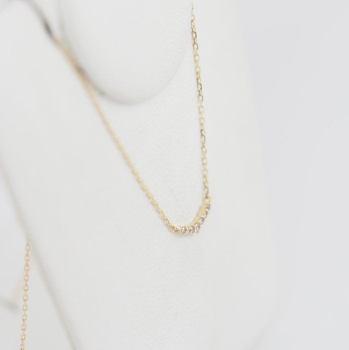 agete Agate Diamond 0.05ct K10 Yellow Gold Necklace