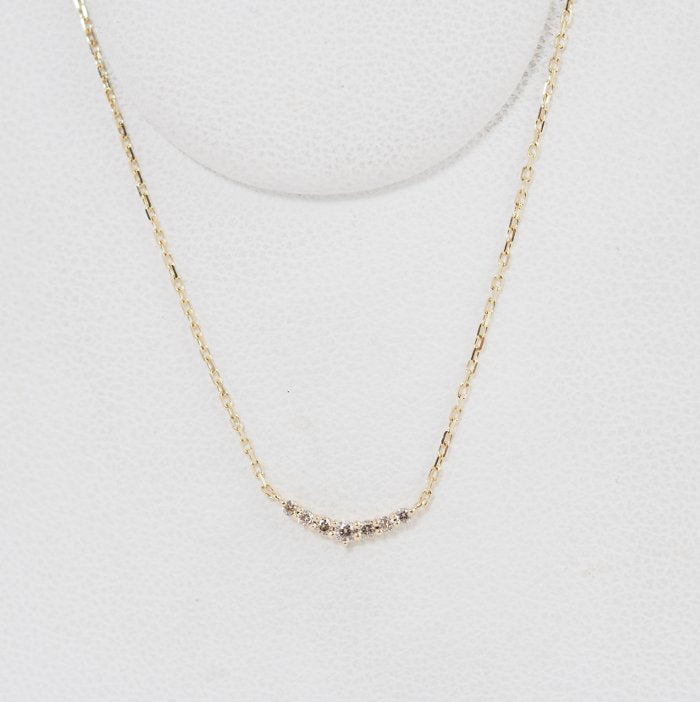 agete Agate Diamond 0.05ct K10 Yellow Gold Necklace