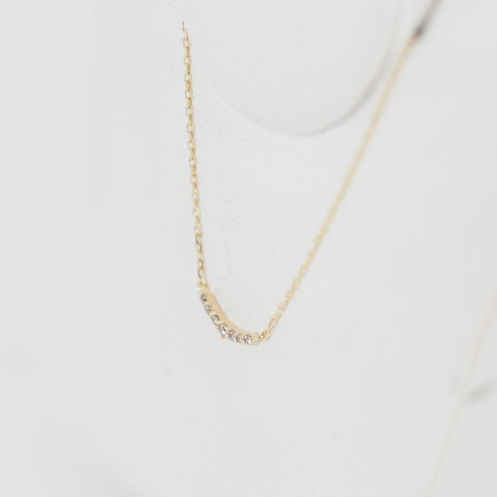 agete Agate Diamond 0.05ct K10 Yellow Gold Necklace