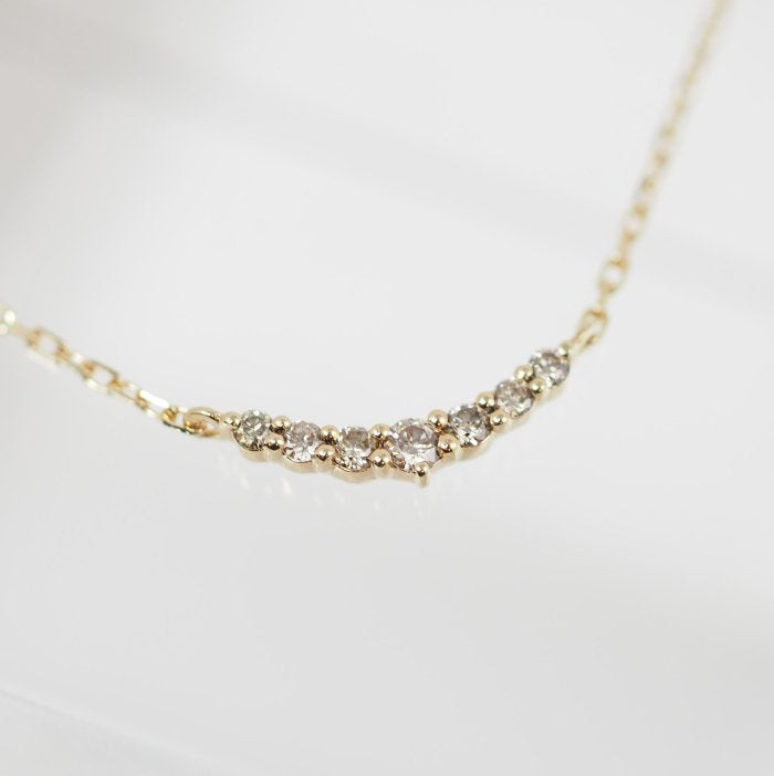 agete Agate Diamond 0.05ct K10 Yellow Gold Necklace