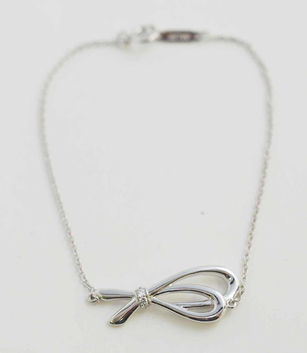 Tiffany Tiffany Bow 750 K18WG Diamond Bracelet with Case