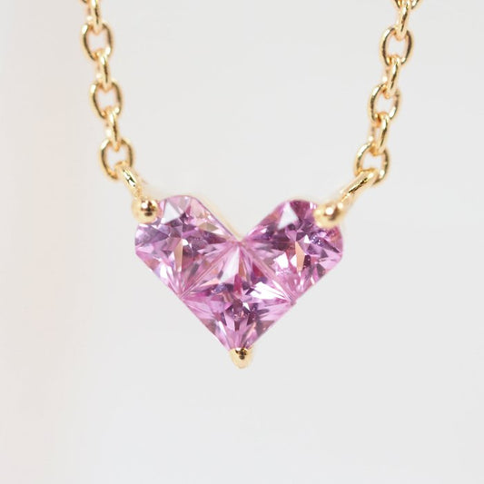 STAR JEWELRY Star Jewelry Mystery Heart Pink Sapphire 0.25ct K18 Pink Gold Necklace