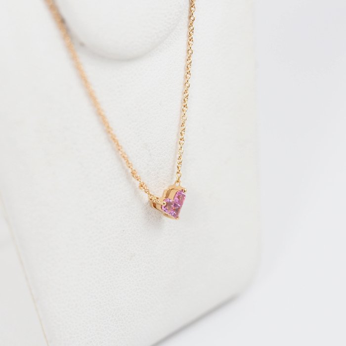 STAR JEWELRY Star Jewelry Mystery Heart Pink Sapphire 0.25ct K18 Pink Gold Necklace