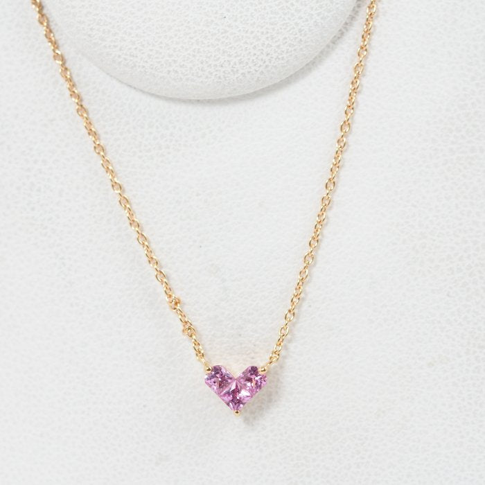 STAR JEWELRY Star Jewelry Mystery Heart Pink Sapphire 0.25ct K18 Pink Gold Necklace