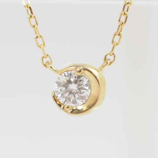 STAR JEWELRY MOON SETTING DIAMOND Moon Setting Diamond 0.06ct K18YG Necklace