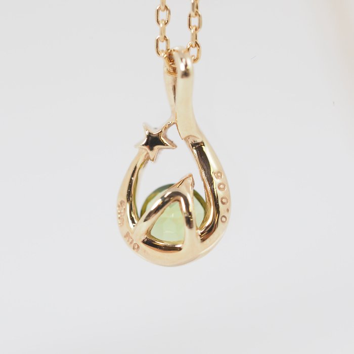 STARJEWELRY Star Jewelry Teardrop Droplet K10YG Peridot Diamond 0.005ct Necklace