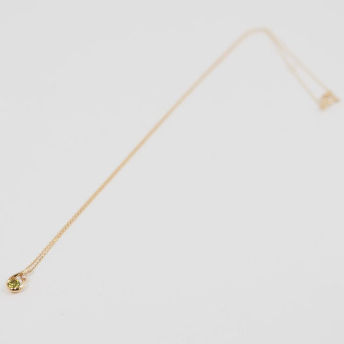 STARJEWELRY Star Jewelry Teardrop Droplet K10YG Peridot Diamond 0.005ct Necklace