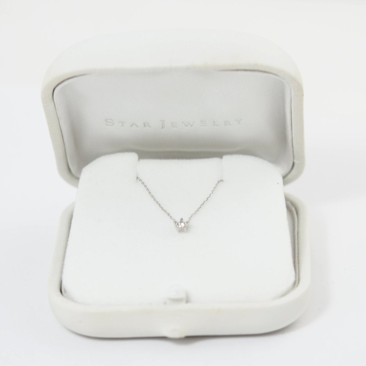 STAR JEWELRY K18 white gold diamond 0.04ct star necklace with case