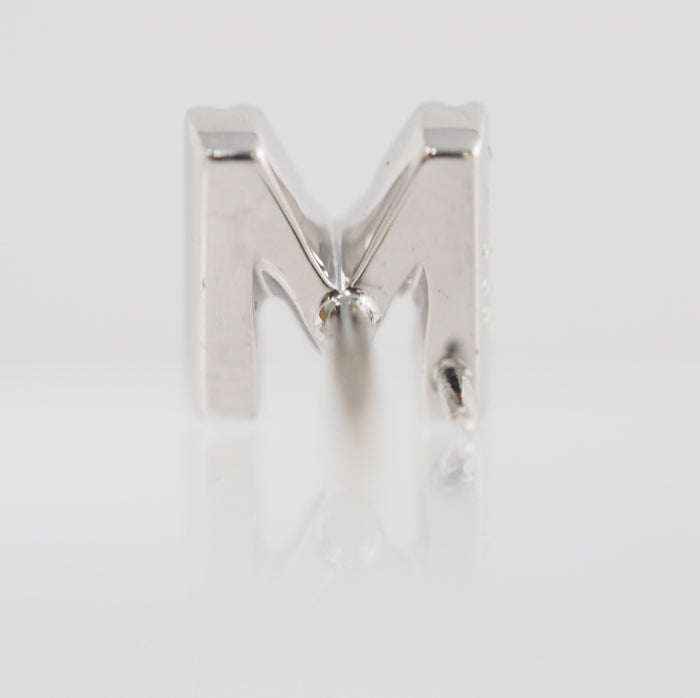 Ponte Vecchio ポンテヴェキオ K18ホワイトゴールド ダイヤ0.08ct イニシャル M ブローチ タイピン ケース付