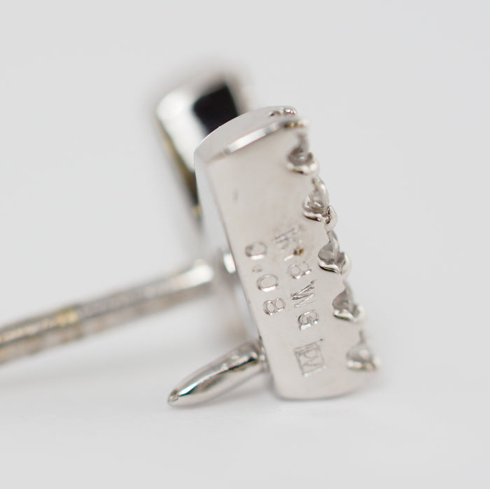 Ponte Vecchio ポンテヴェキオ K18ホワイトゴールド ダイヤ0.08ct イニシャル M ブローチ タイピン ケース付