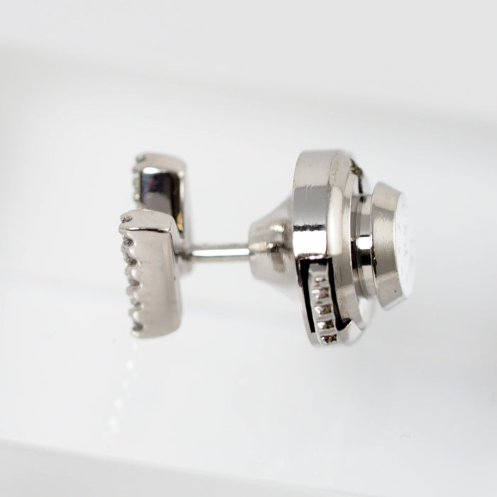 Ponte Vecchio ポンテヴェキオ K18ホワイトゴールド ダイヤ0.08ct イニシャル M ブローチ タイピン ケース付