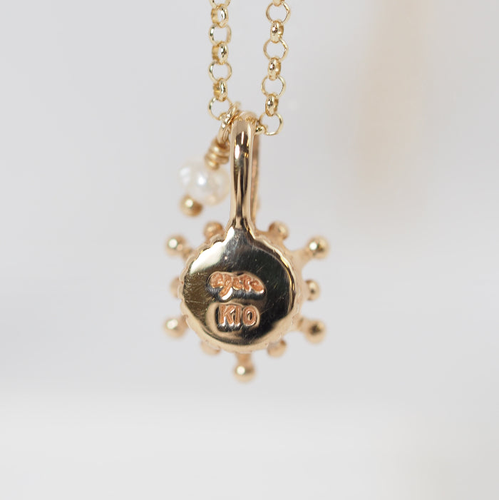 agete K10 Yellow Gold Baby Pearl Necklace Long Chain