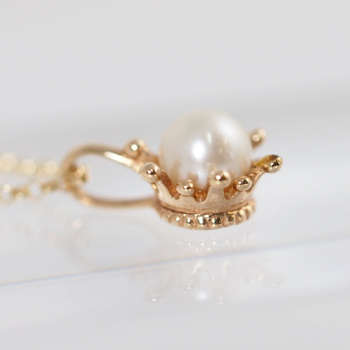 agete K10 Yellow Gold Baby Pearl Necklace Long Chain