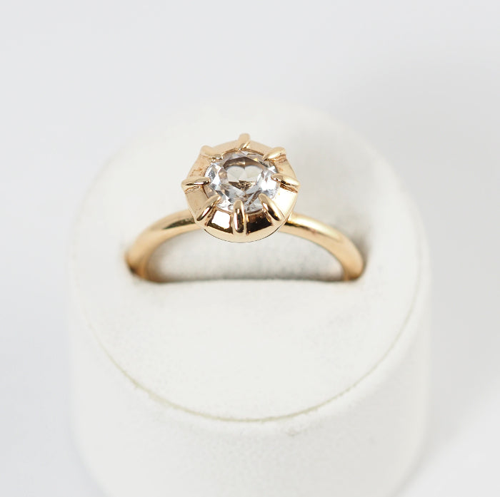agete Agate K10 Yellow Gold Clear Stone Ring No. 11
