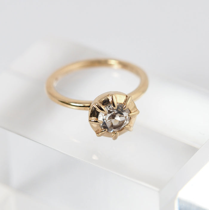agete Agate K10 Yellow Gold Clear Stone Ring No. 11