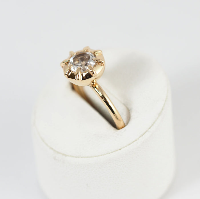agete Agate K10 Yellow Gold Clear Stone Ring No. 11