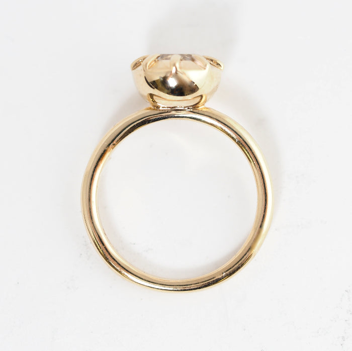 agete Agate K10 Yellow Gold Clear Stone Ring No. 11
