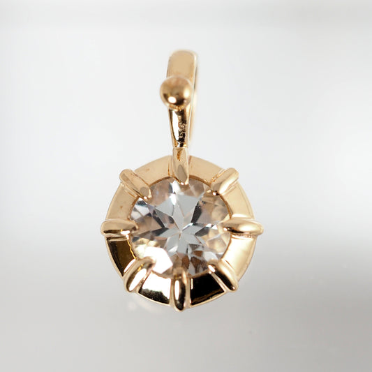 agete Agate K10 Yellow Gold Clear Stone Charm Pendant Top