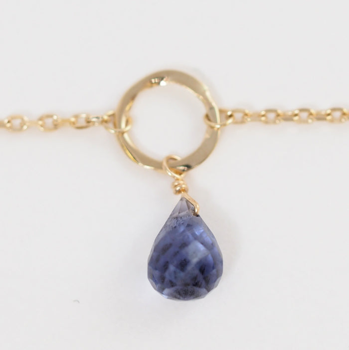 agete Agate K10 Yellow Gold Diamond 0.02ct Colored Stone Long Chain Necklace