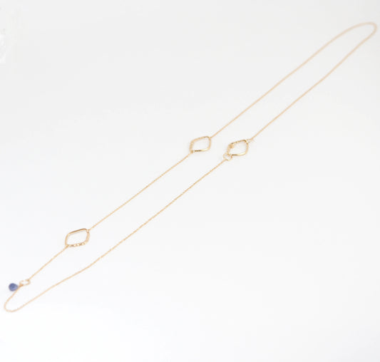 agete Agate K10 Yellow Gold Diamond 0.02ct Colored Stone Long Chain Necklace
