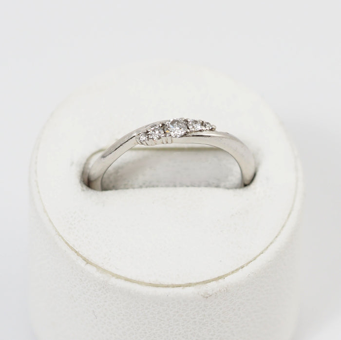 STAR JEWELRY スタージュエリー Pt950 ダイヤ0.09ct ウエーブ リング 8号 正規保証書付
