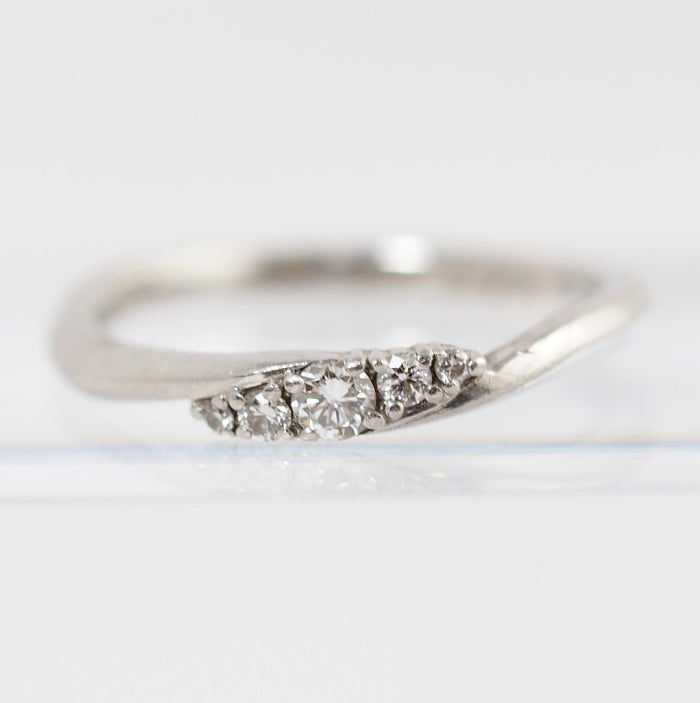 STAR JEWELRY スタージュエリー Pt950 ダイヤ0.09ct ウエーブ リング 8号 正規保証書付