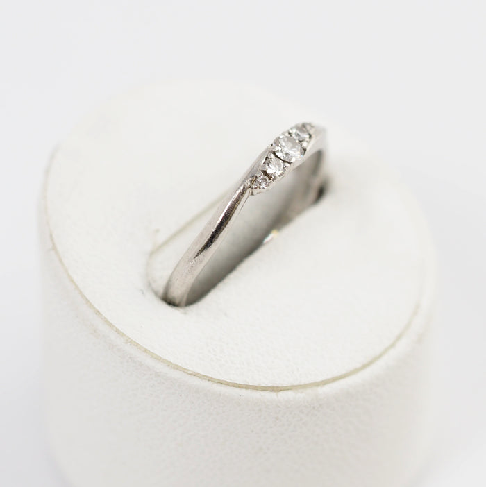STAR JEWELRY スタージュエリー Pt950 ダイヤ0.09ct ウエーブ リング 8号 正規保証書付