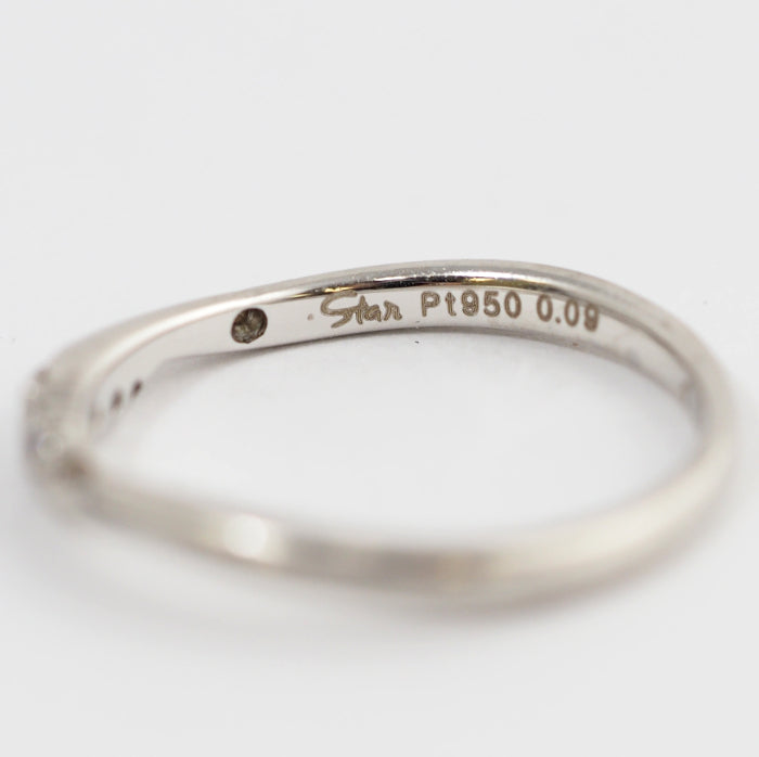 STAR JEWELRY スタージュエリー Pt950 ダイヤ0.09ct ウエーブ リング 8号 正規保証書付